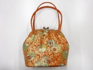 リサイクル　金彩花鳥模様和装バッグ
